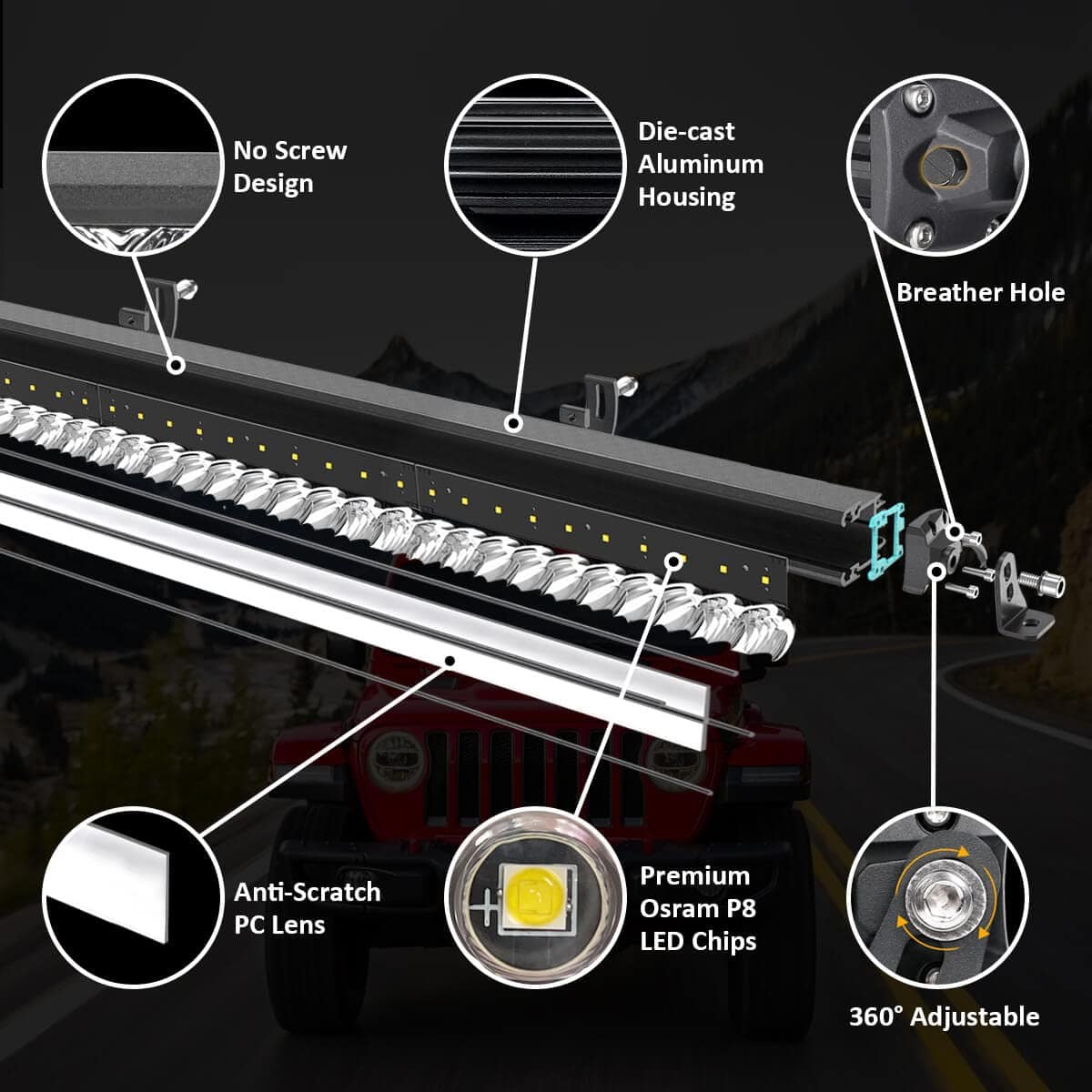 Barra de luz LED LASFIT de 32 pulgadas, Barra de luz de - Imagen 9