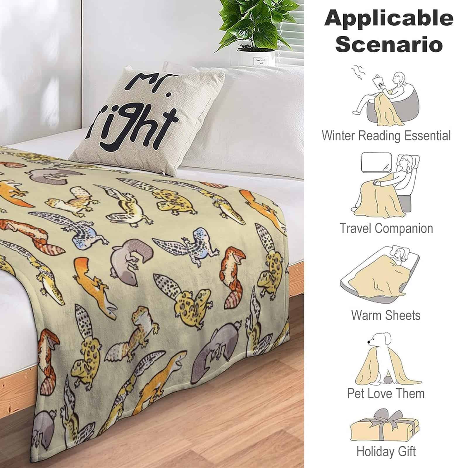 Hon-Lally Manta de Estampado de Lagartija Leopardo Infantil - Imagen 6