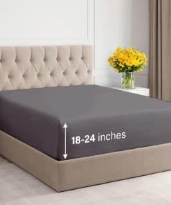 Sábana Ajustable de Algodón de 400 Hilos -Gris Oscuro