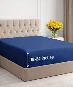 Sábana Ajustable Extra Profunda Twin XL de -Azul Marino
