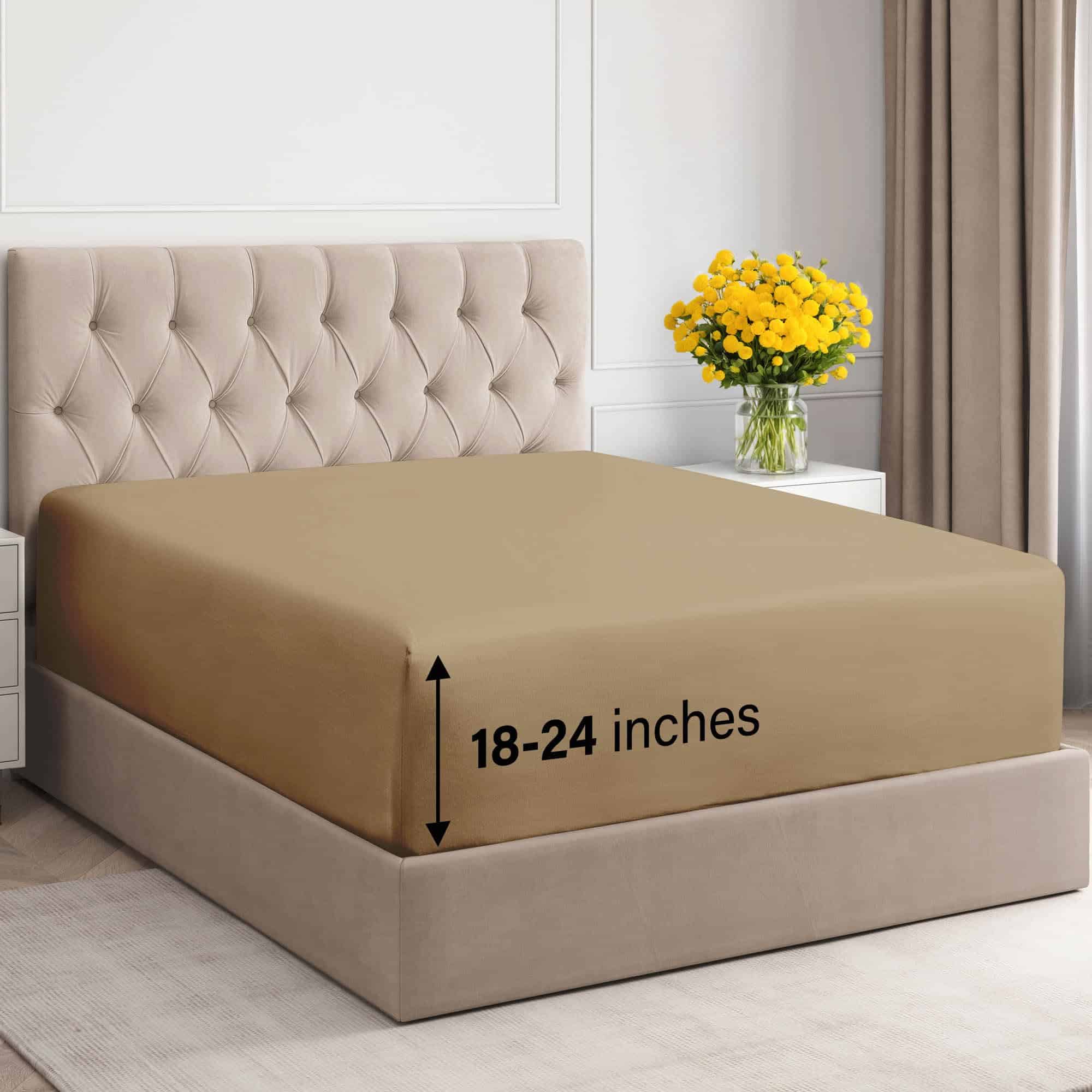 Sábana Ajustable de Algodón con Bolsillos Extra Profundos