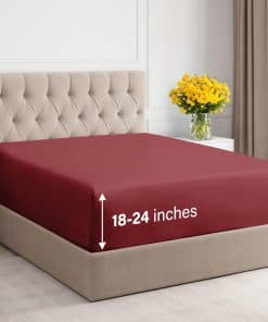 Sábana Ajustable de Algodón de 400 Hilos -Borgoña