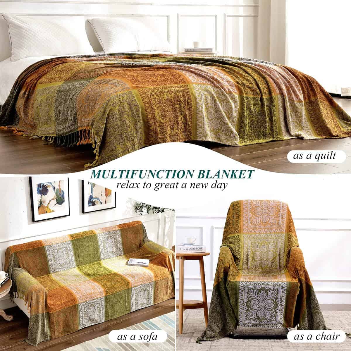 Manta de Tiro Boho, Mantas de Tiro Bohemias con Borlas para - Imagen 3