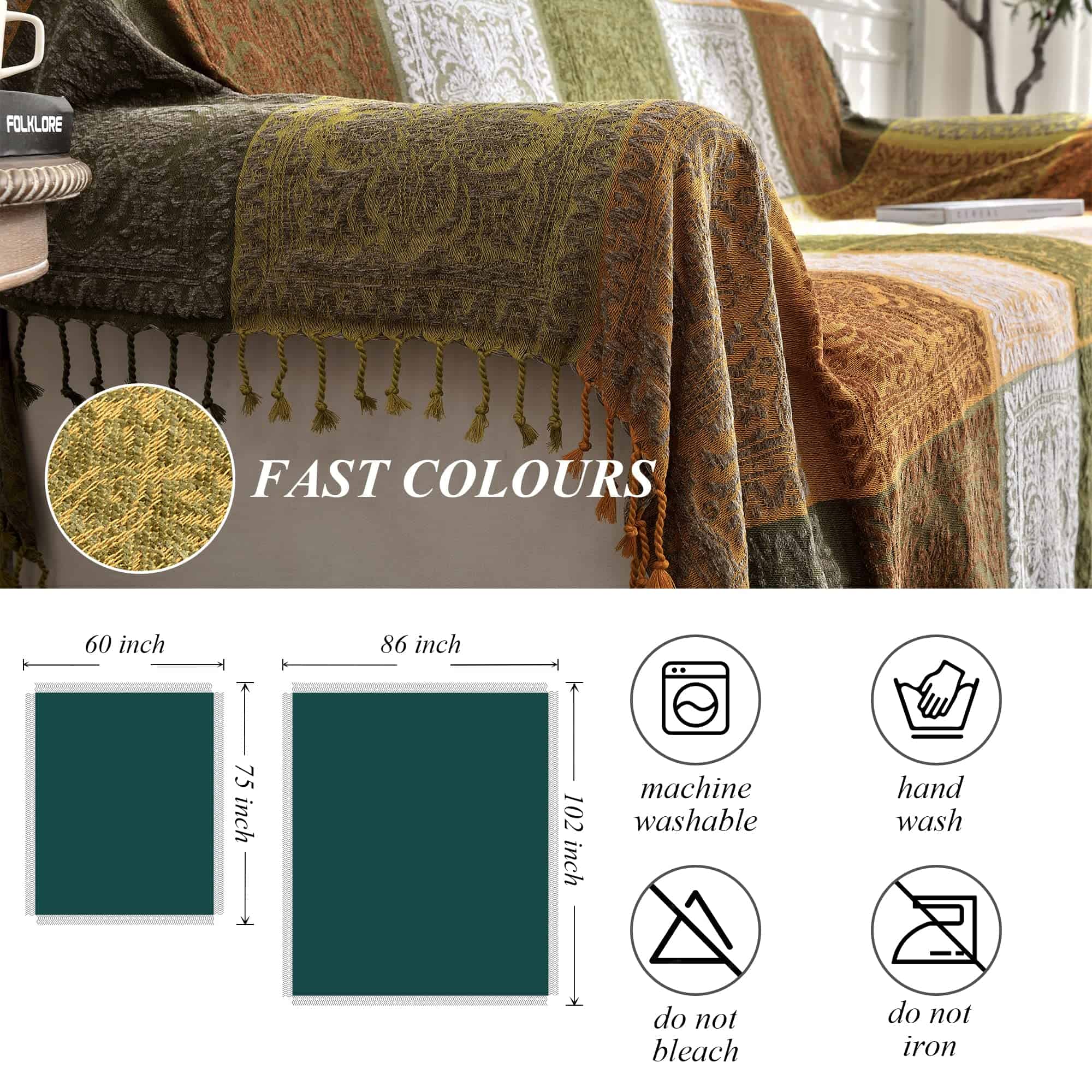 Manta de Tiro Boho, Mantas de Tiro Bohemias con Borlas para - Imagen 7