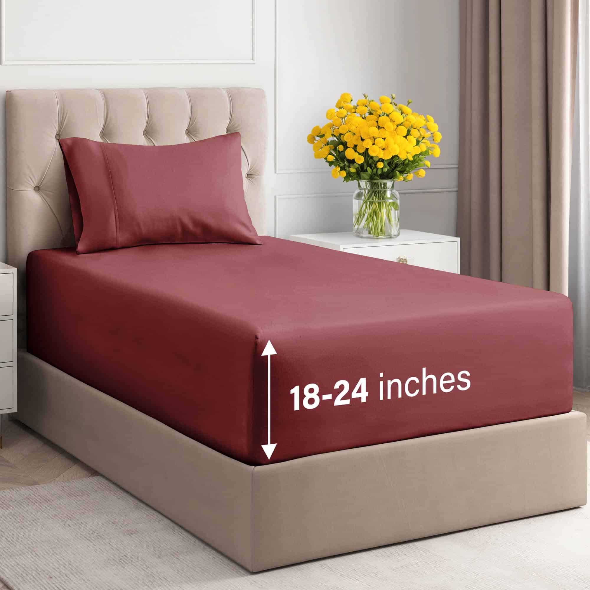 Juego de sábanas de 3 piezas de tamaño TwinXL con bolsillos