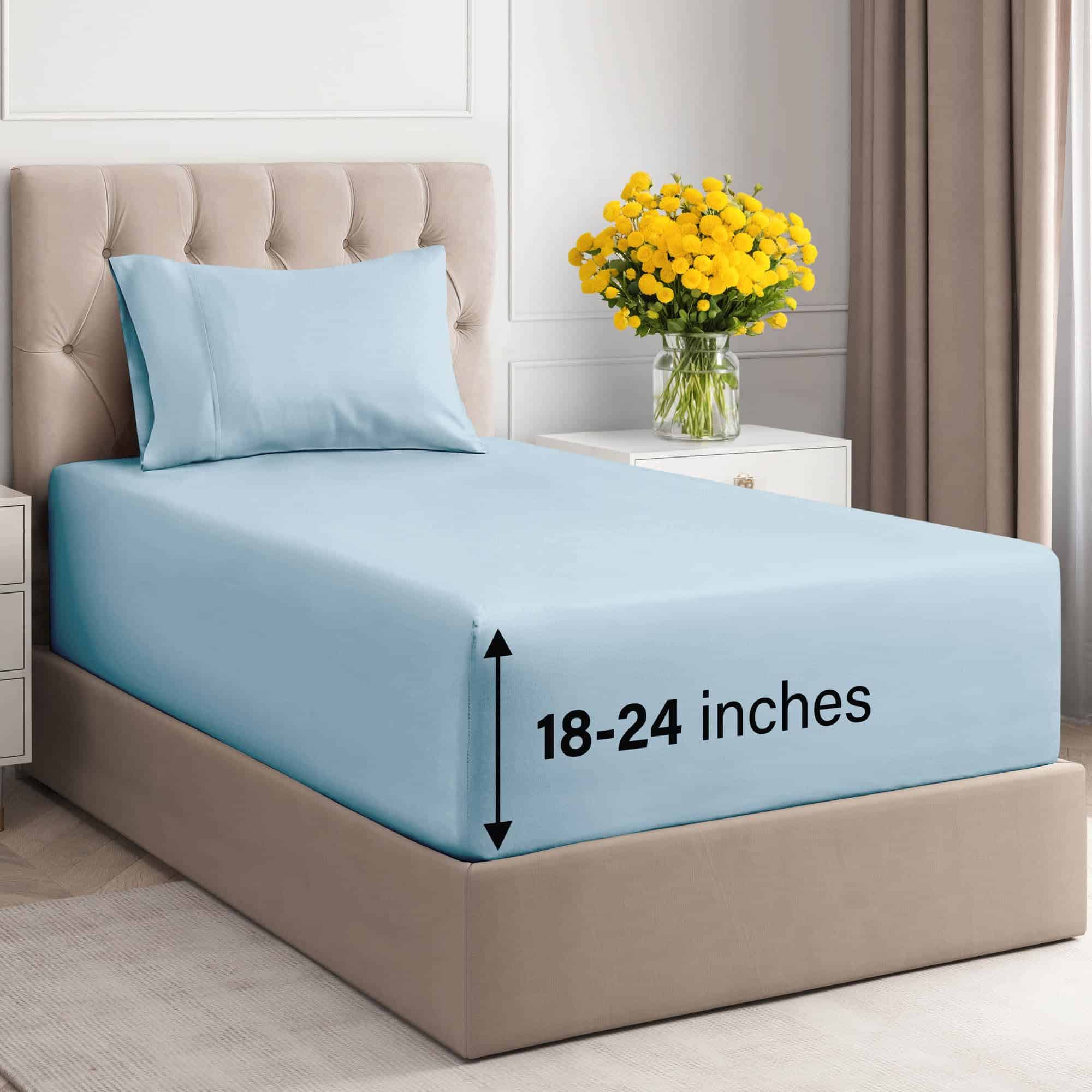 Juego de sábanas de 3 piezas para cama TwinXL, 400 hilos de