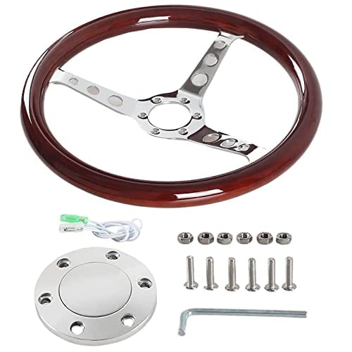 Volante de Madera YIU 380MM 15" con Kit de Botones de