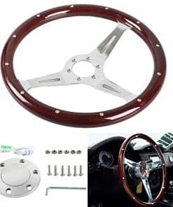 Volante de madera de 380 mm (15") YIUIY con kit de botón de