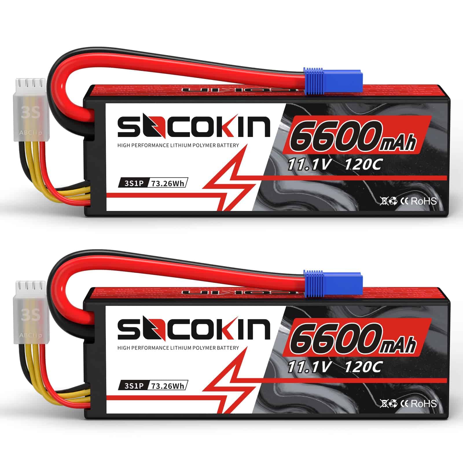 Batería Lipo Socokin 6600mAh 11.1V 120C con Conector EC5