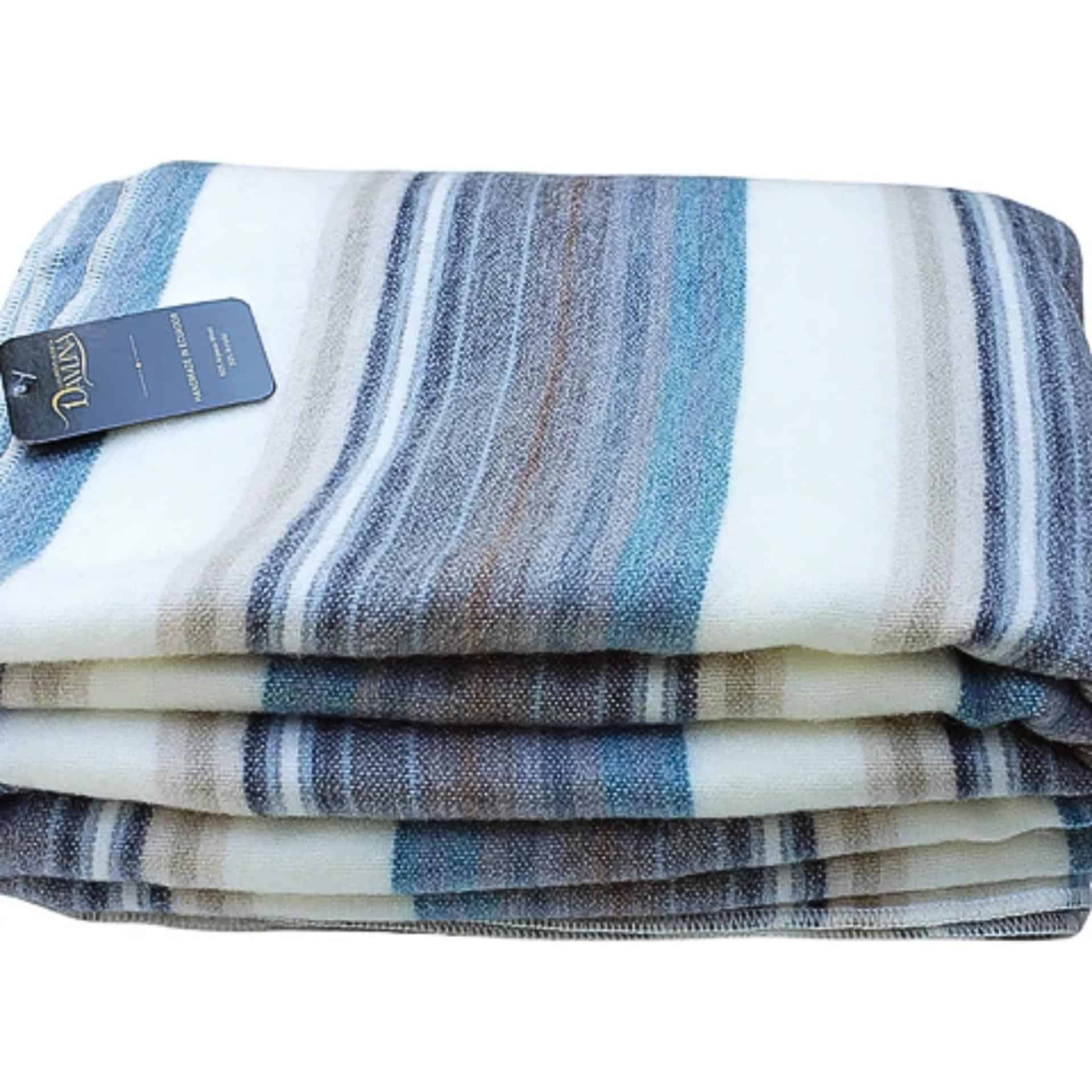 Manta de Lana de Alpaca DAVLINA | Súper -Azul Blanco Varicol - Imagen 7