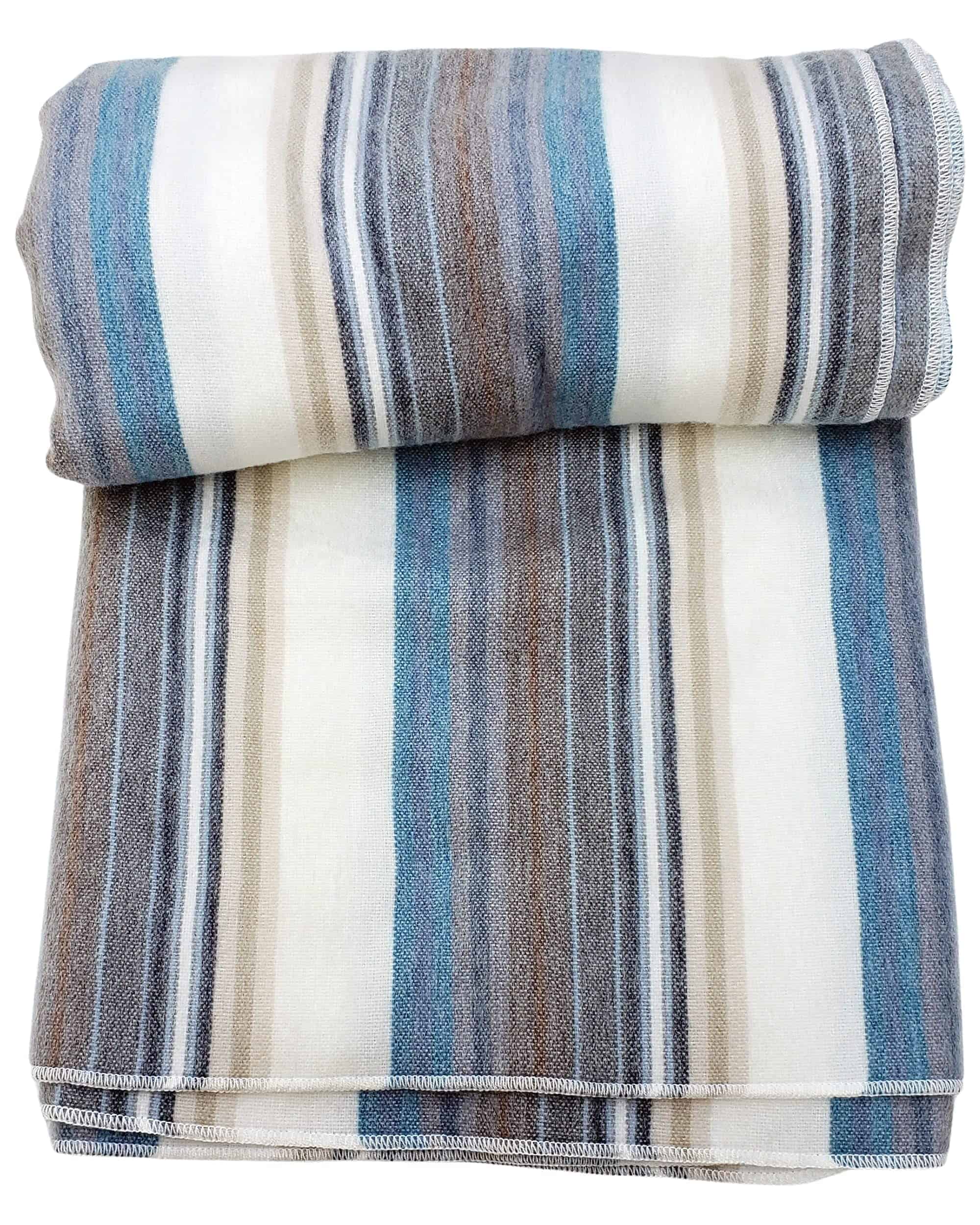 Manta de Lana de Alpaca DAVLINA | Súper -Azul Blanco Varicol - Imagen 4