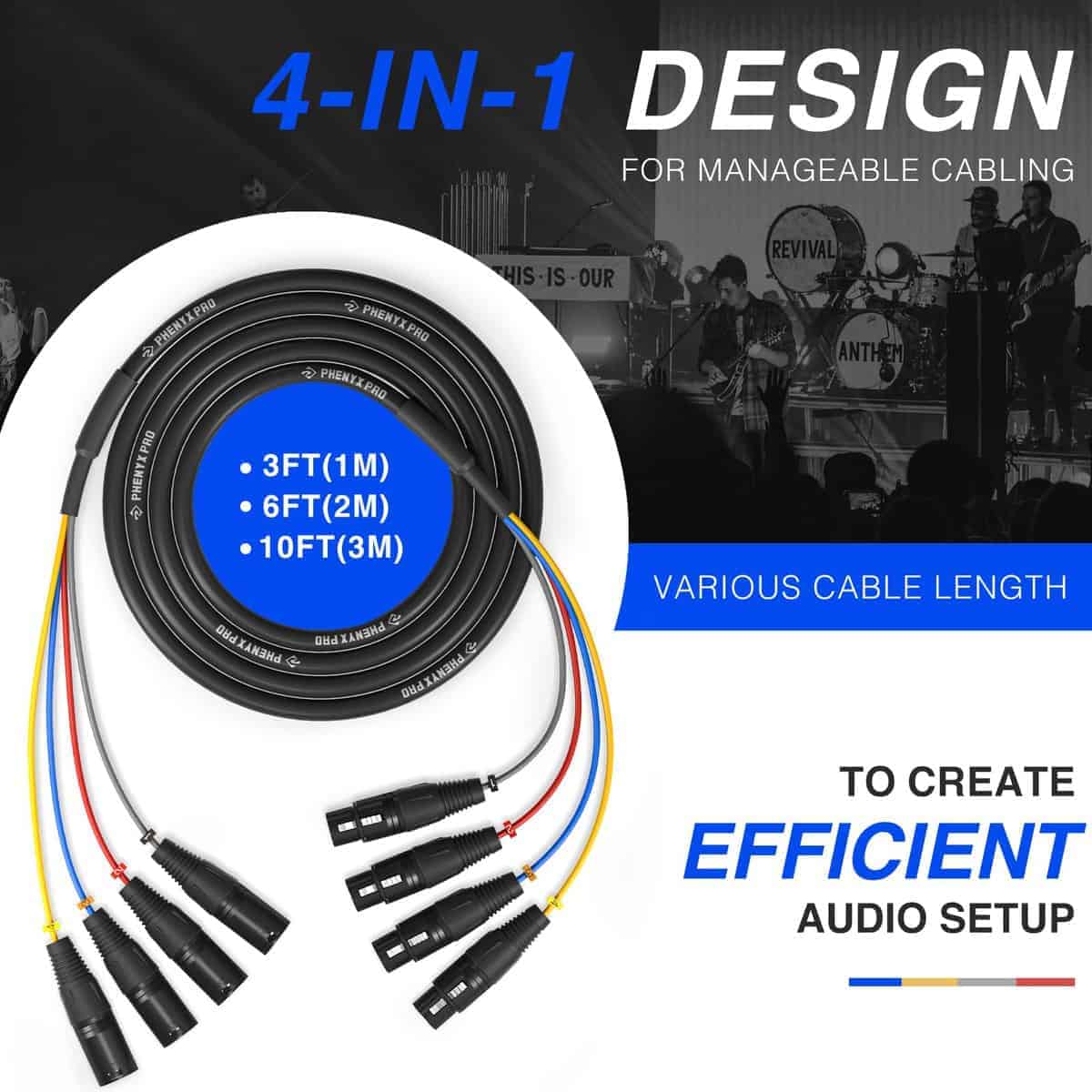 Cable XLR a XLR de Phenyx Pro de 3 pies, Cable de conexión - Imagen 3