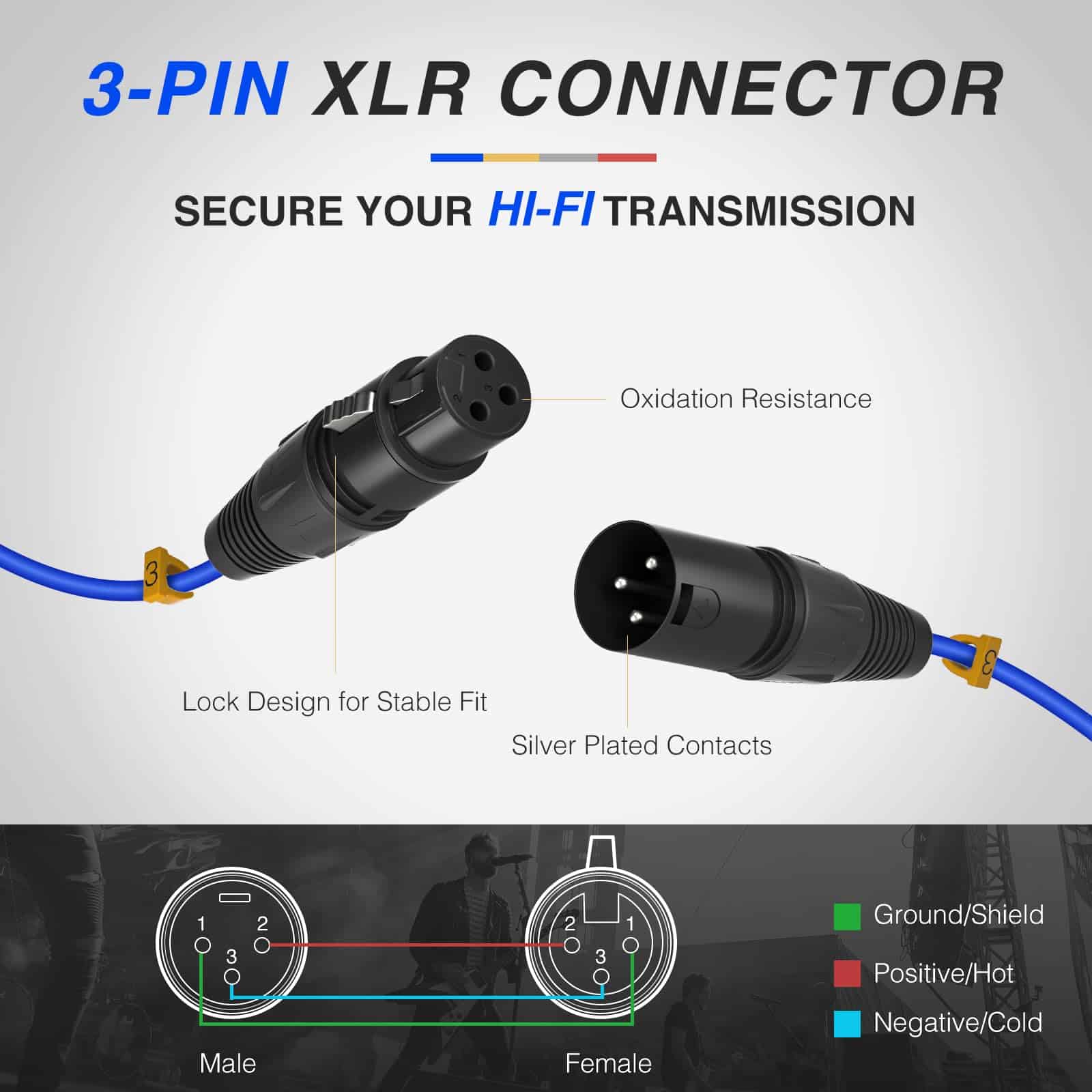 Cable XLR a XLR de Phenyx Pro de 3 pies, Cable de conexión - Imagen 6