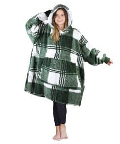 Tirrinia Manta Sudadera con Capucha de Cuadros Verdes -