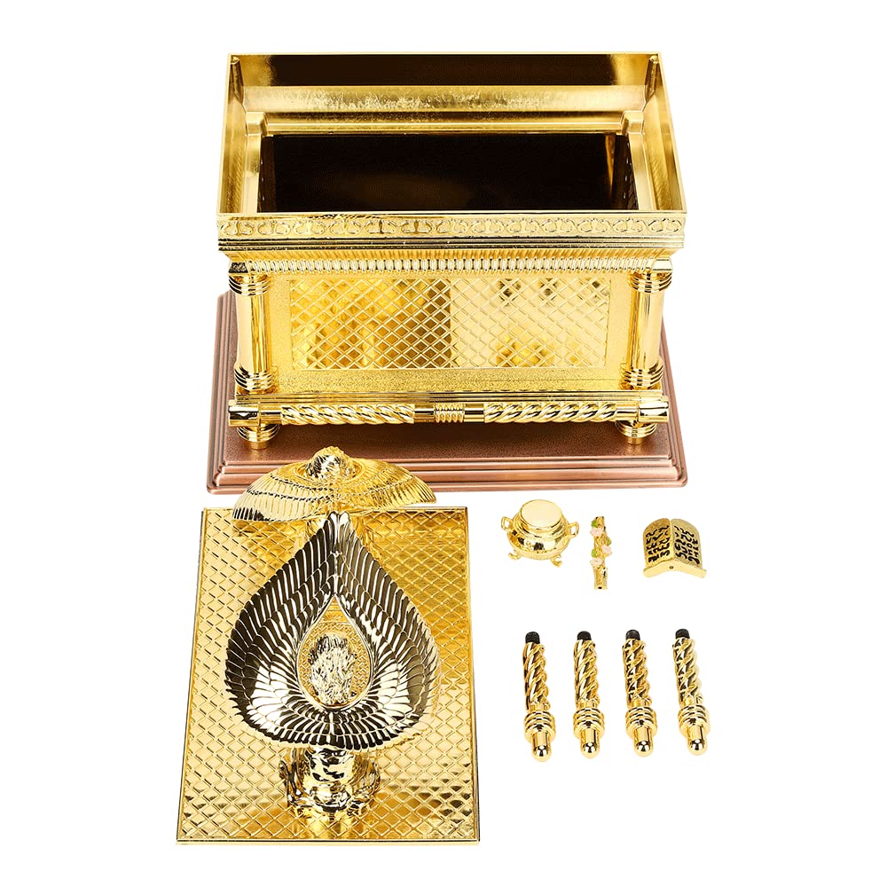 Estátua Chapada en Oro Réplica del Arca de la Alianza con - Imagen 9