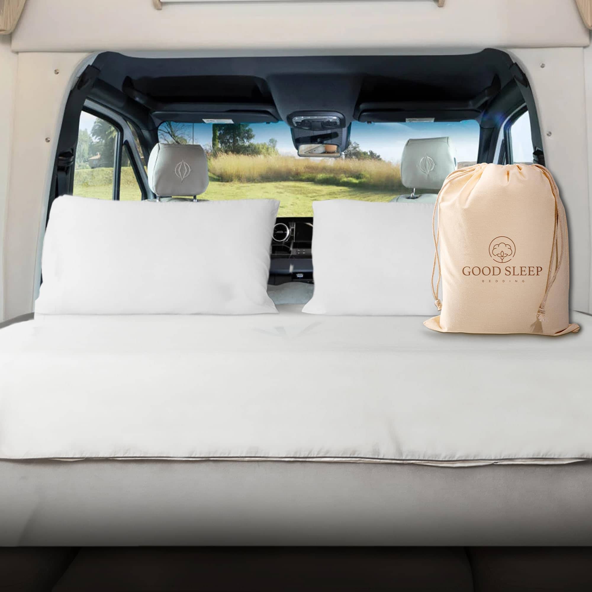 Juego de Sábanas RV Cortas 600 TC Blanco de lujo para Cama