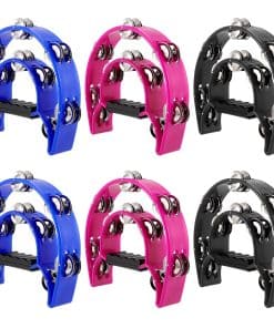 KOHAND 6 Packs 9 Inch Half Moon Tambourine, Doble Fila de