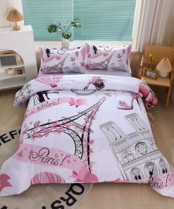 Juego de Edredón estilo Paris Romántico Rosa para Niñas y