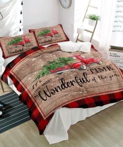 Juego de 3 Piezas de Ropa de Cama Navidad Camioneta Roja