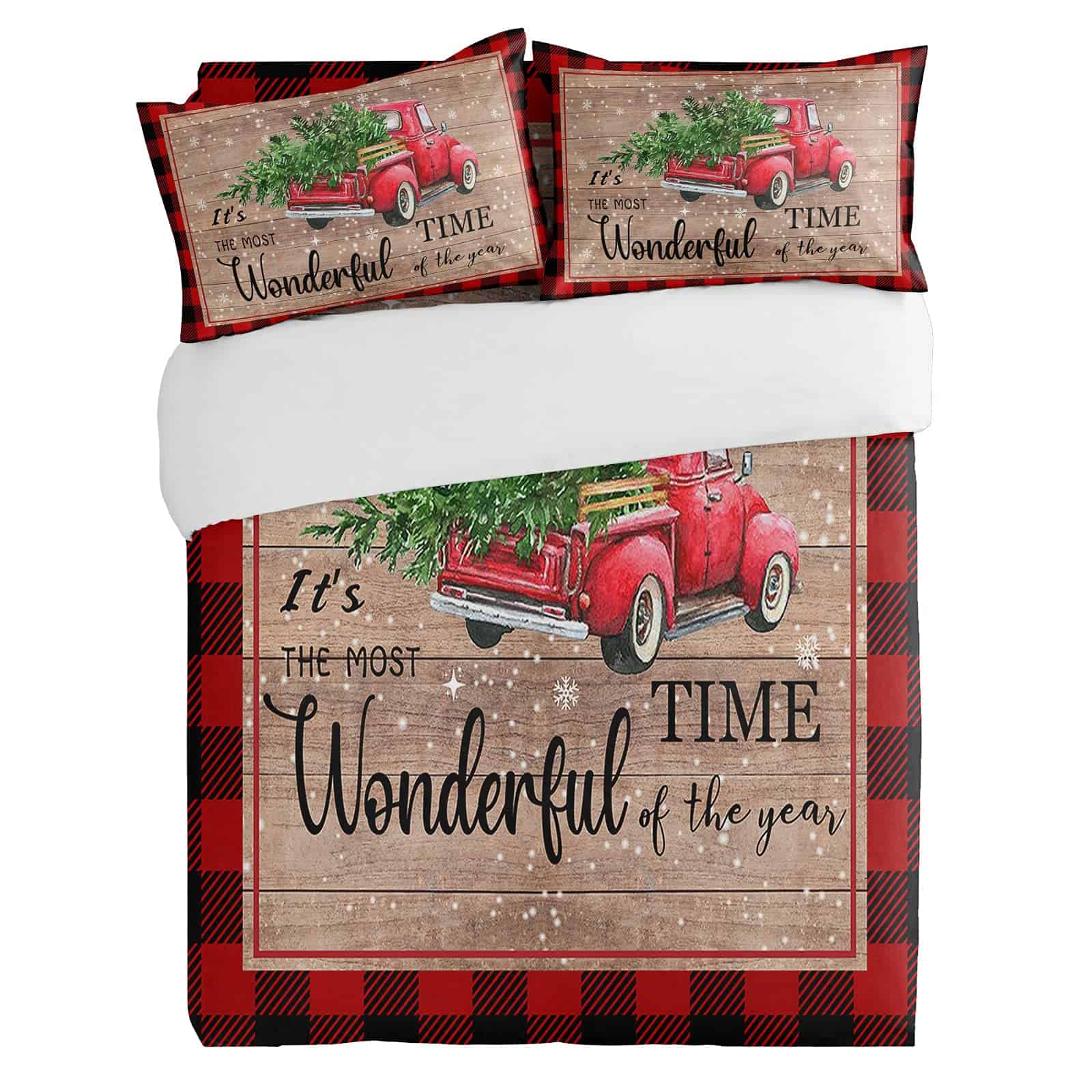 Juego de 3 Piezas de Ropa de Cama Navidad Camioneta Roja - Imagen 3