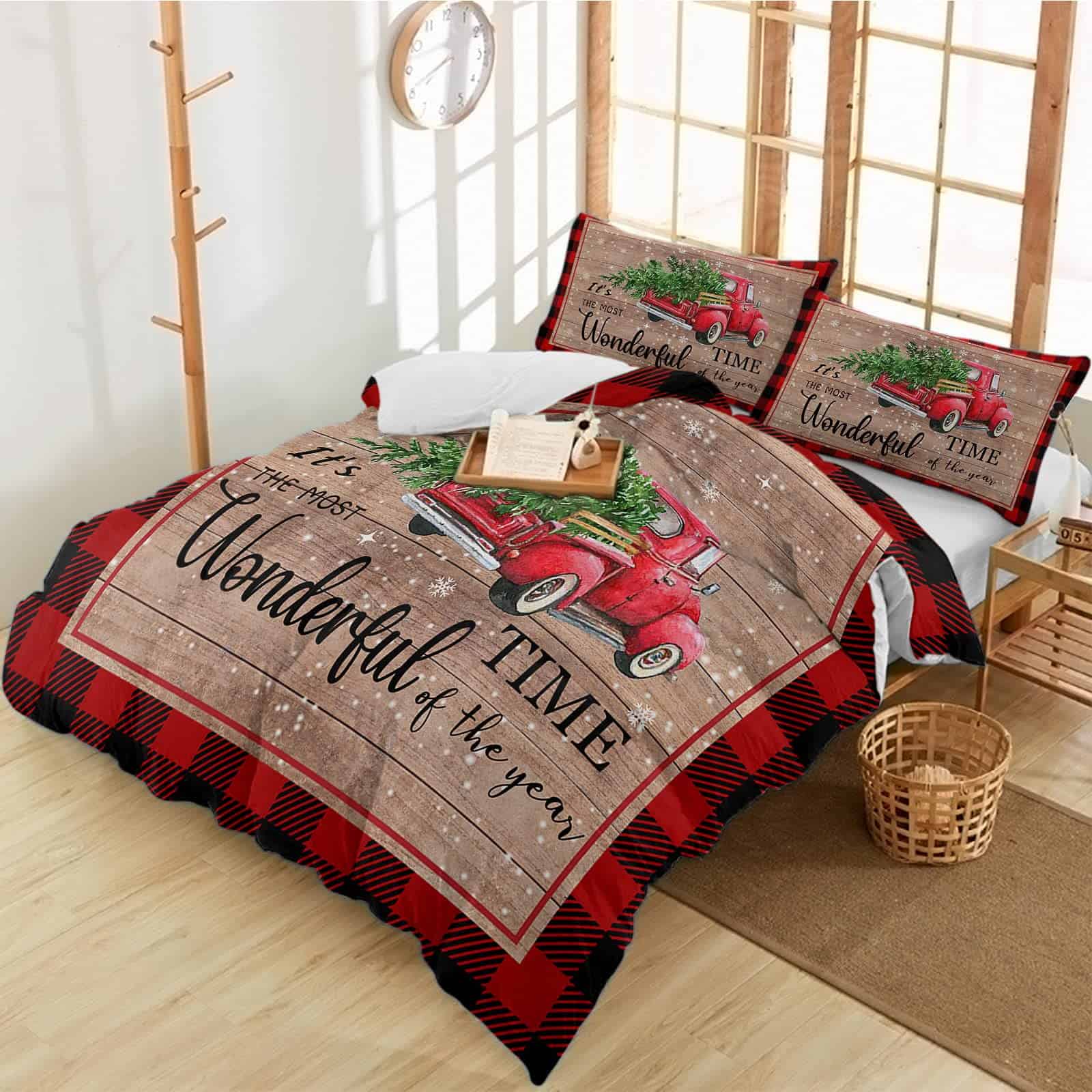 Juego de 3 Piezas de Ropa de Cama Navidad Camioneta Roja - Imagen 5