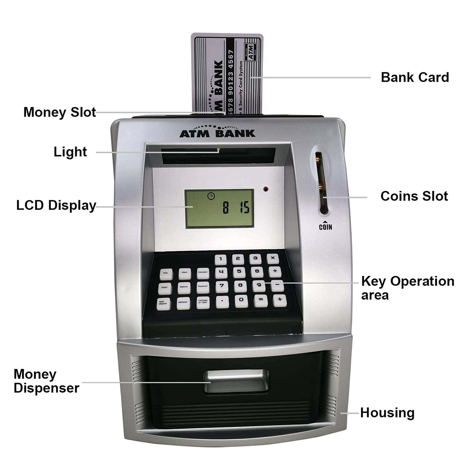 ATMBnk Hucha Electrónica para Niños, Cuenta Dinero de Forma - Imagen 5