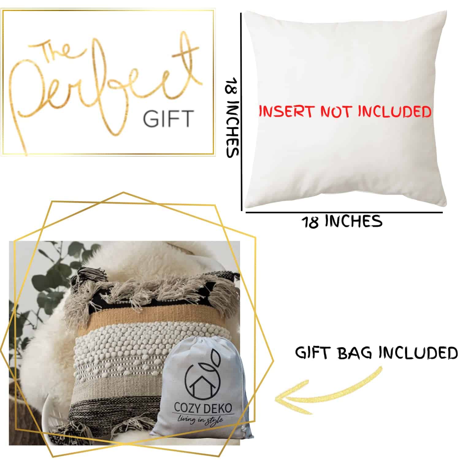 Funda de cojín boho COZYDEKO, 18�x18�, Bohemio Marruecos, - Imagen 7