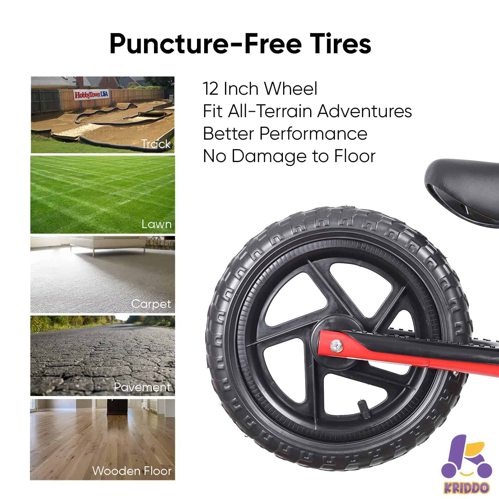 Bicicleta de Equilibrio para Niños KRIDDO de -Rojo - Imagen 7