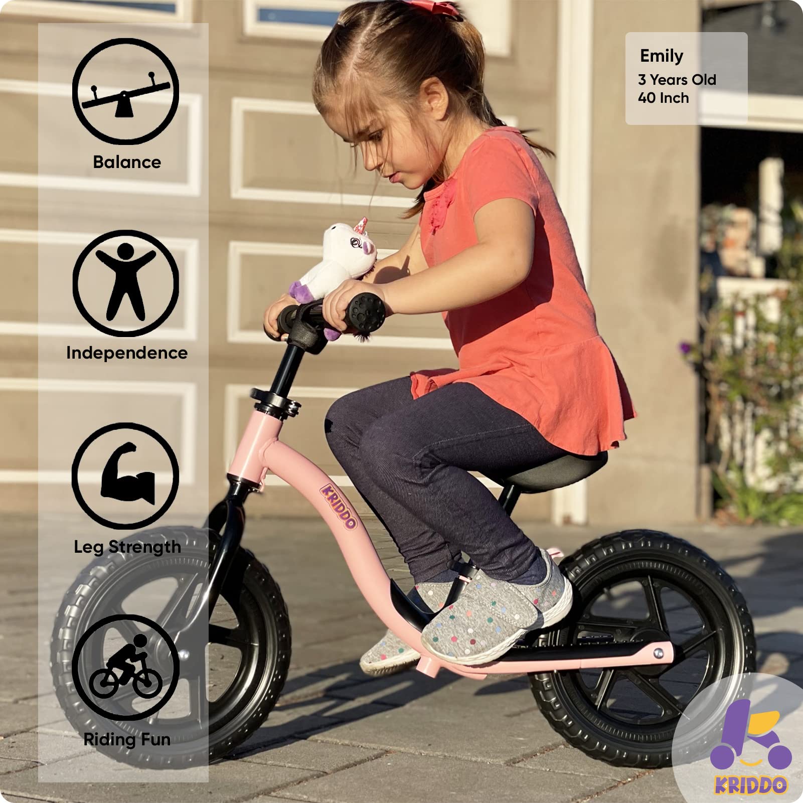 Bicicleta de Equilibrio para Niños Pequeños de -Rosa - Imagen 3