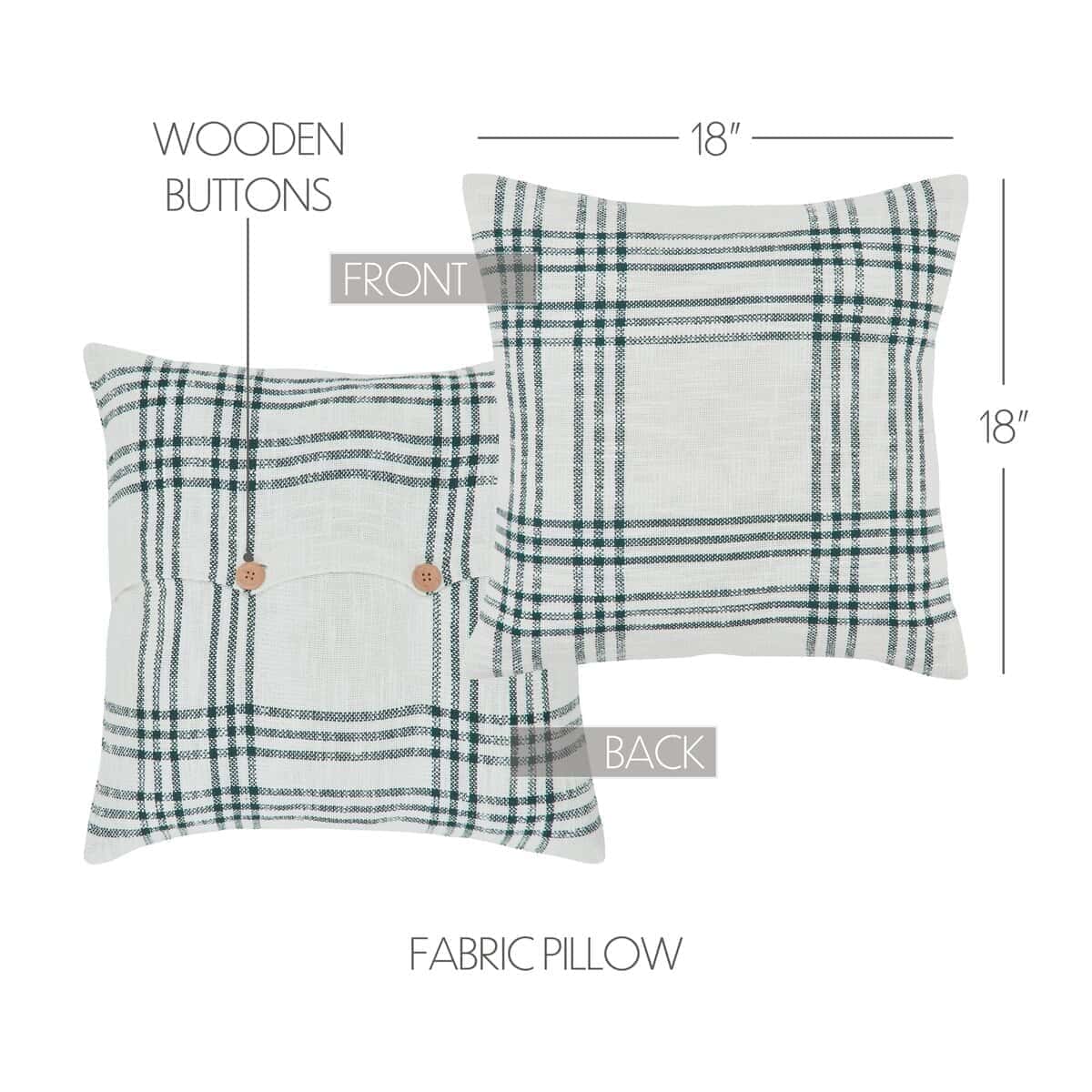 Cojín VHC Brands Pine Grove Plaid, Verde, 18x18 - Imagen 5