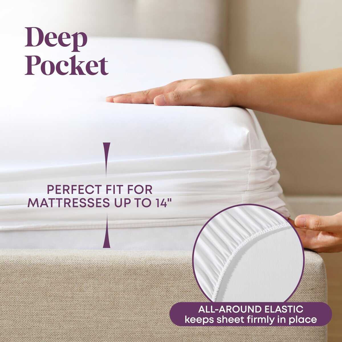 Sábana Ajustable CirclesHome King Size de -Blanco - Imagen 5