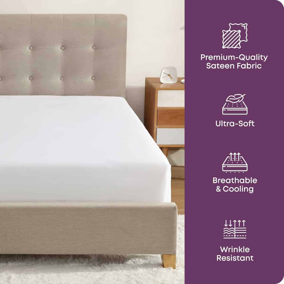 Sábana Ajustable CirclesHome King Size de -Blanco - Imagen 3