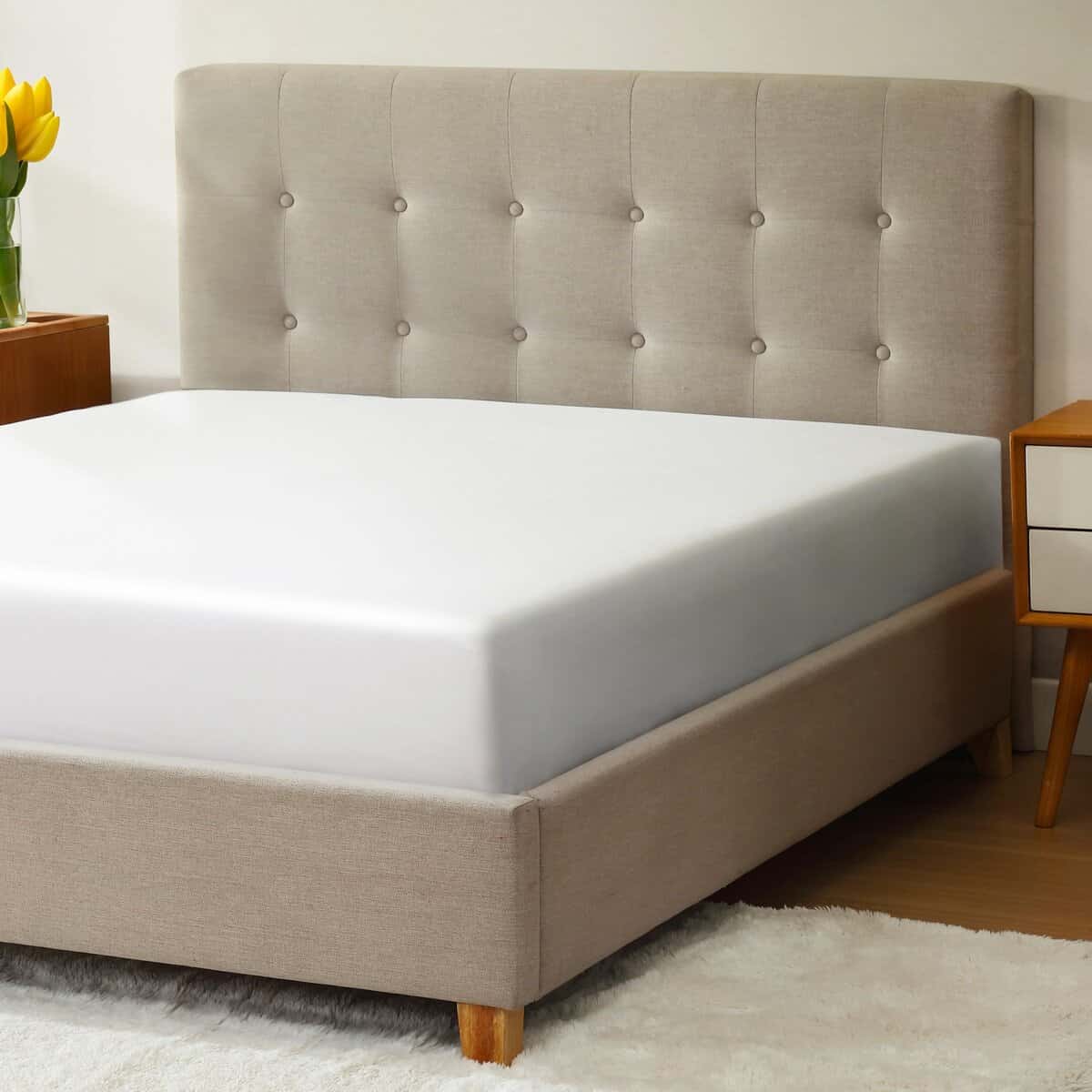 Sábana Ajustable CirclesHome King Size de -Blanco