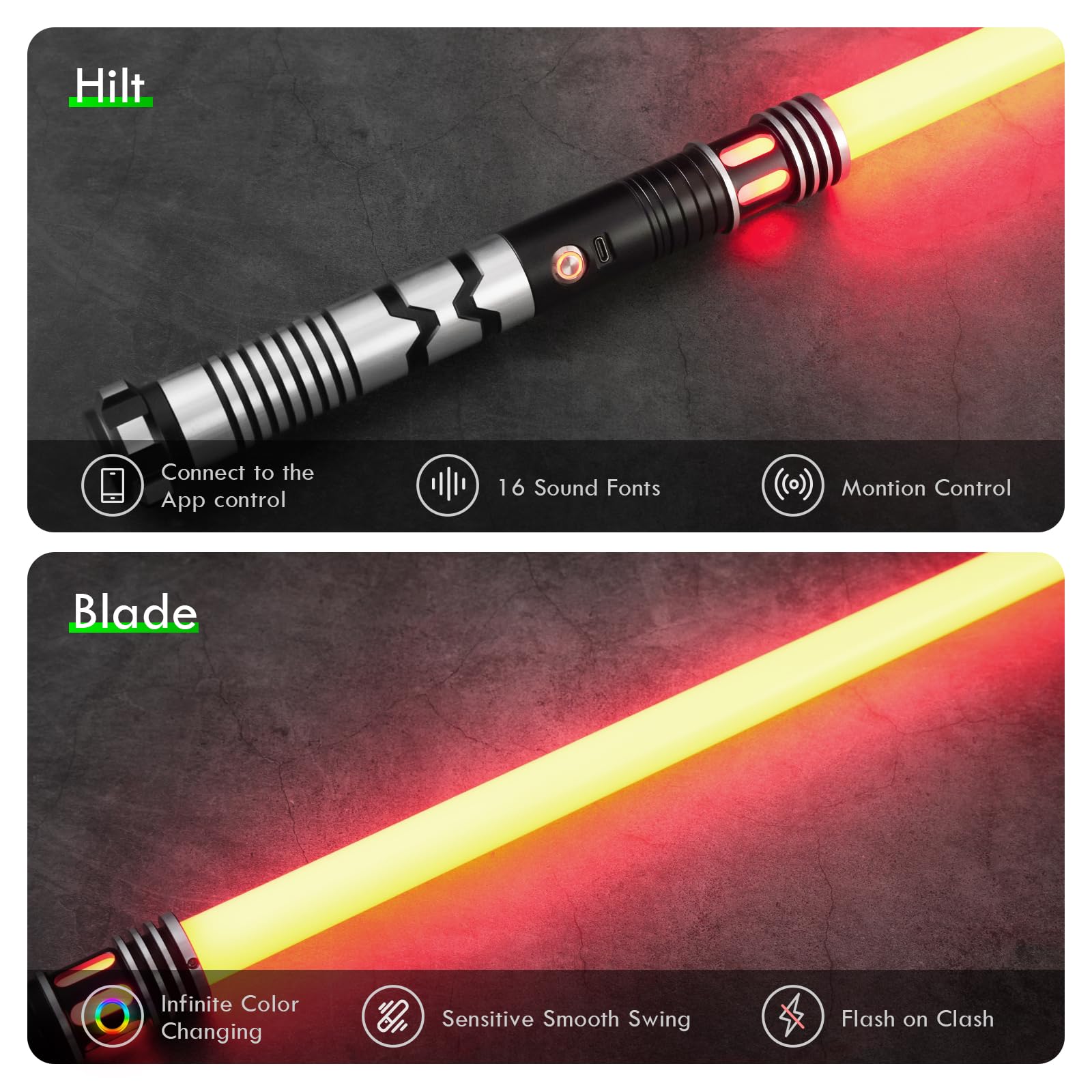 Sable de Luz CUSTOM SABER con Smooth Swing RGBX, Control de - Imagen 4