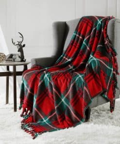 Manta de Terciopelo con Borlas Cozy Bliss para Sofá, Manta