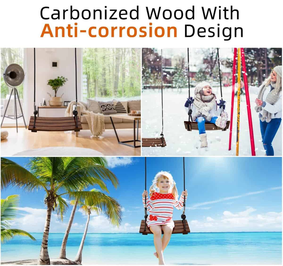 Columpio de madera anticorrosiva PELLOR, Asiento de - Imagen 7