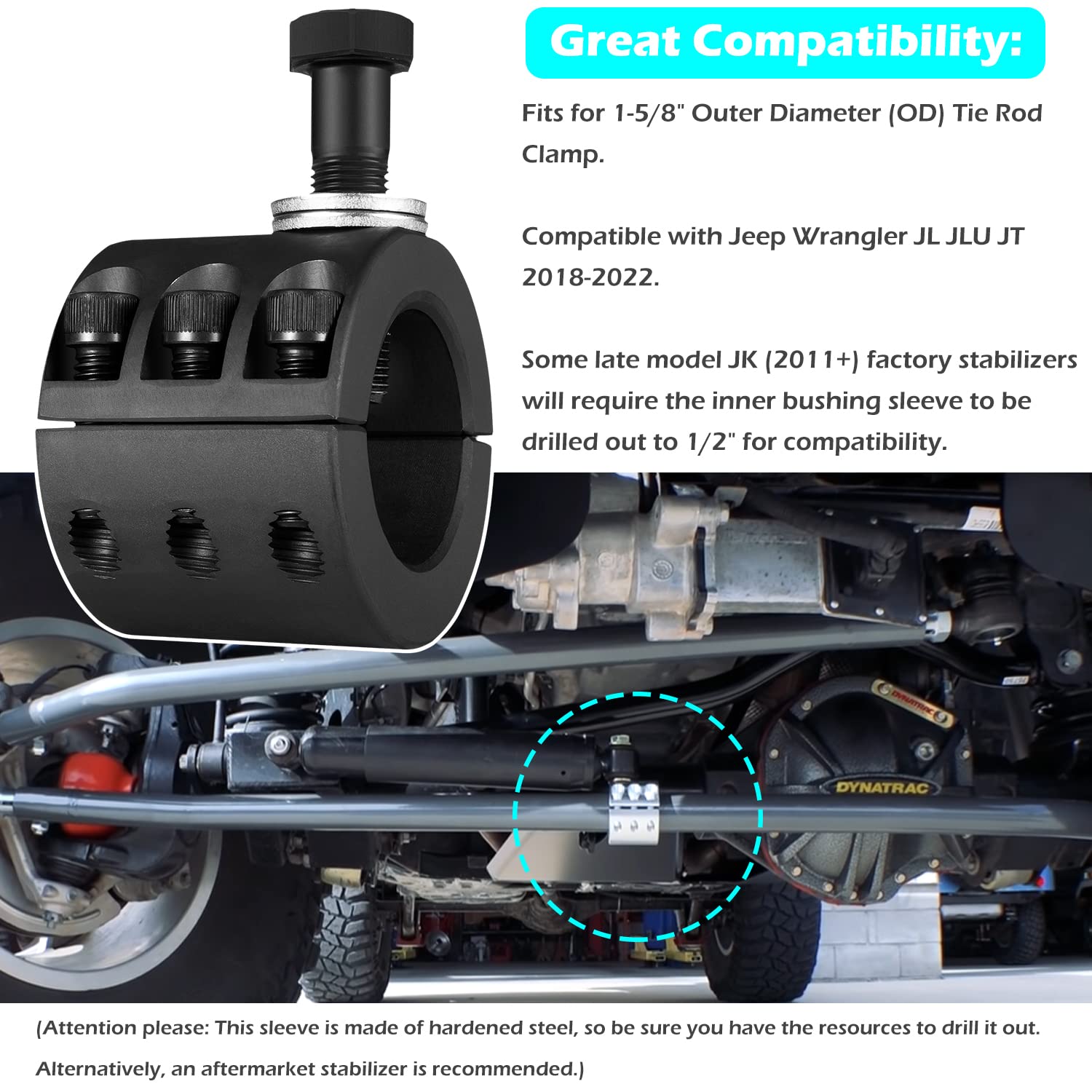 Abrazadera de Amortiguador de Dirección (tubo de 1-5/8" OD) - Imagen 3