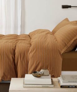 Juego de Ropa de Cama de Duvet de Algodón Lavado a Rayas