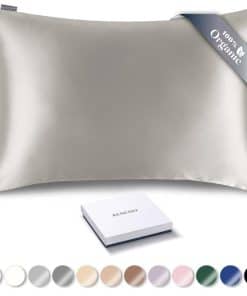 Funda de Almohada de Seda Orgánica RENESSY - -Gris Claro