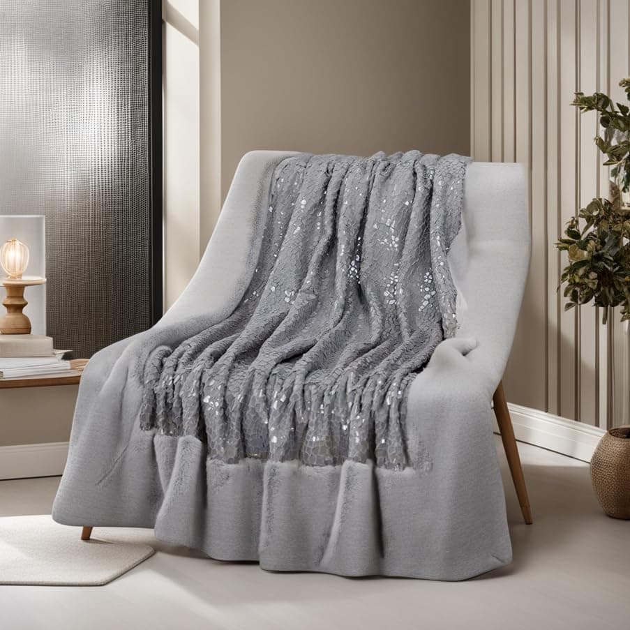 Manta de Piel Sintética de Lujo con Lentejuelas de