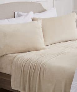 Juego de sábanas de microfelpa ultra suave -Beige