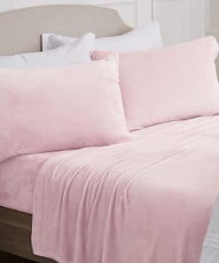Juego de sábanas de microfelpa NY Loft -Rosa Claro