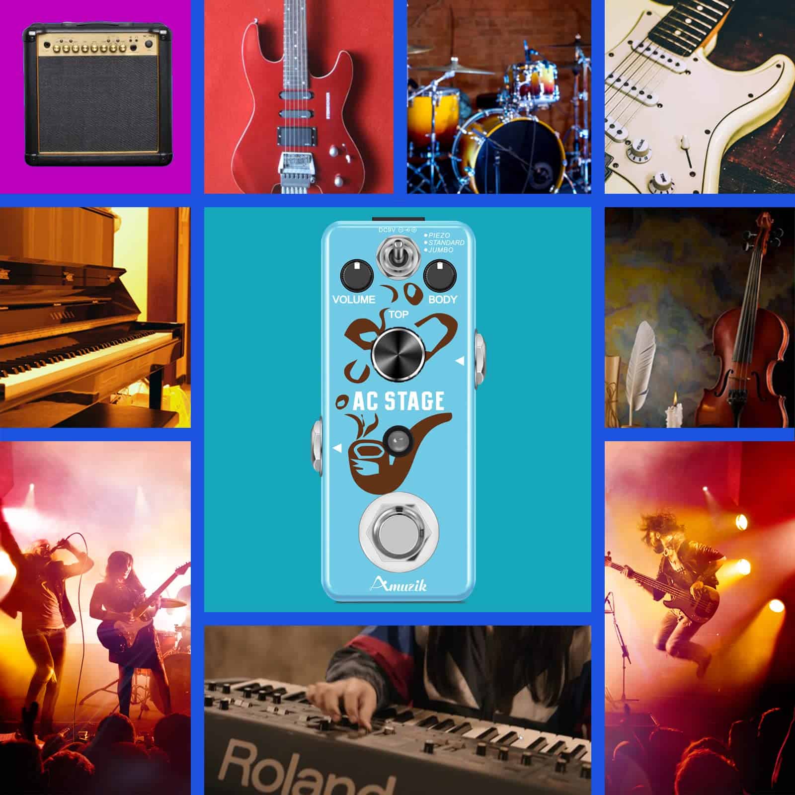 Pedal Simulador de Guitarra Acústica Amuzik Analog AC Stage - Imagen 5