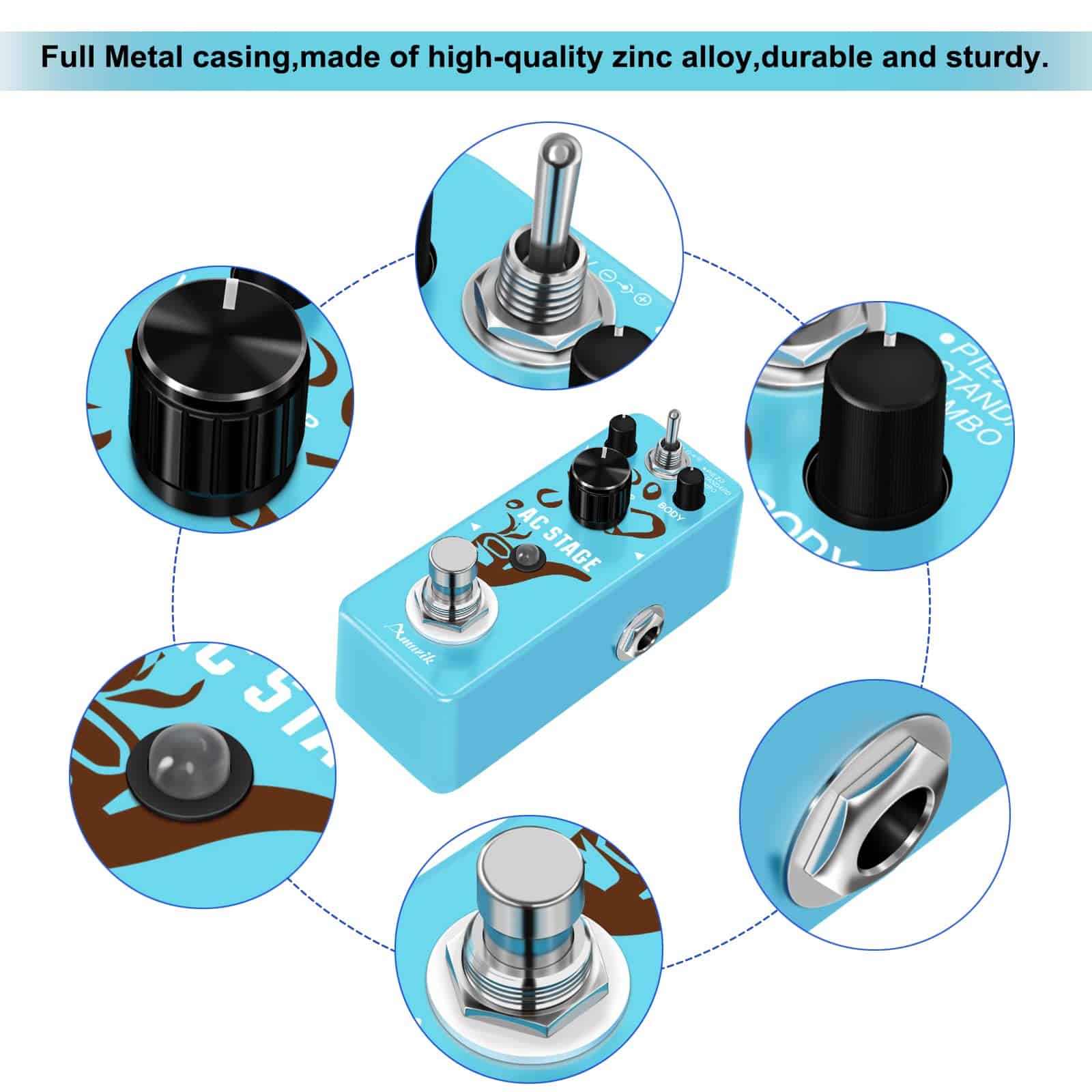 Pedal Simulador de Guitarra Acústica Amuzik Analog AC Stage - Imagen 6