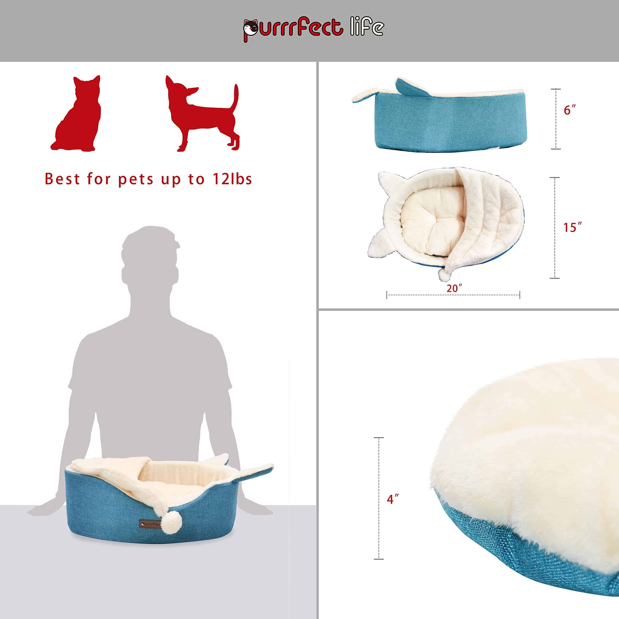 Cama Oval para Mascotas purrrfect life para Gatos y Perros - Imagen 3