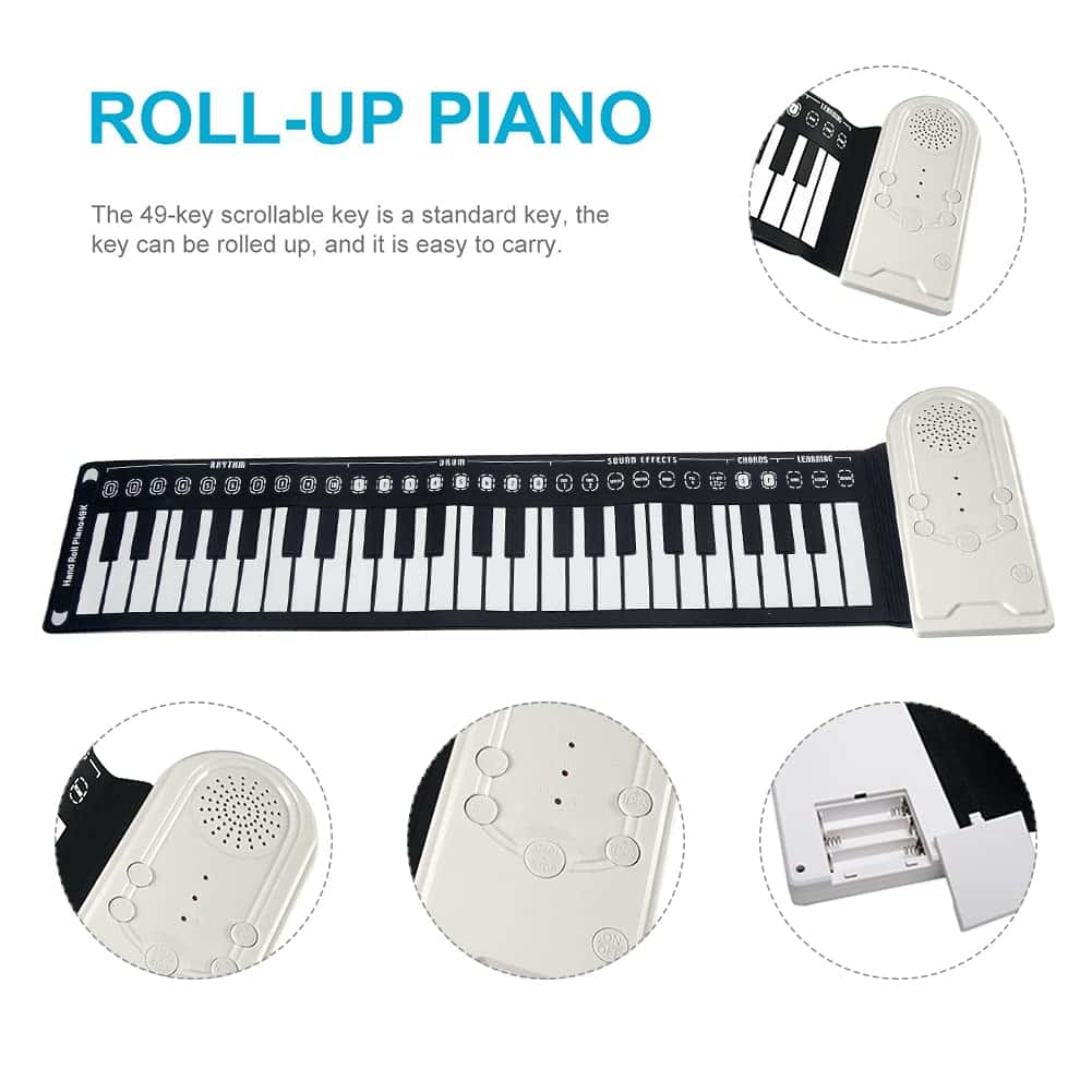 Piano Electrico de 49 Teclas, Teclado de Piano Portatil, - Imagen 8