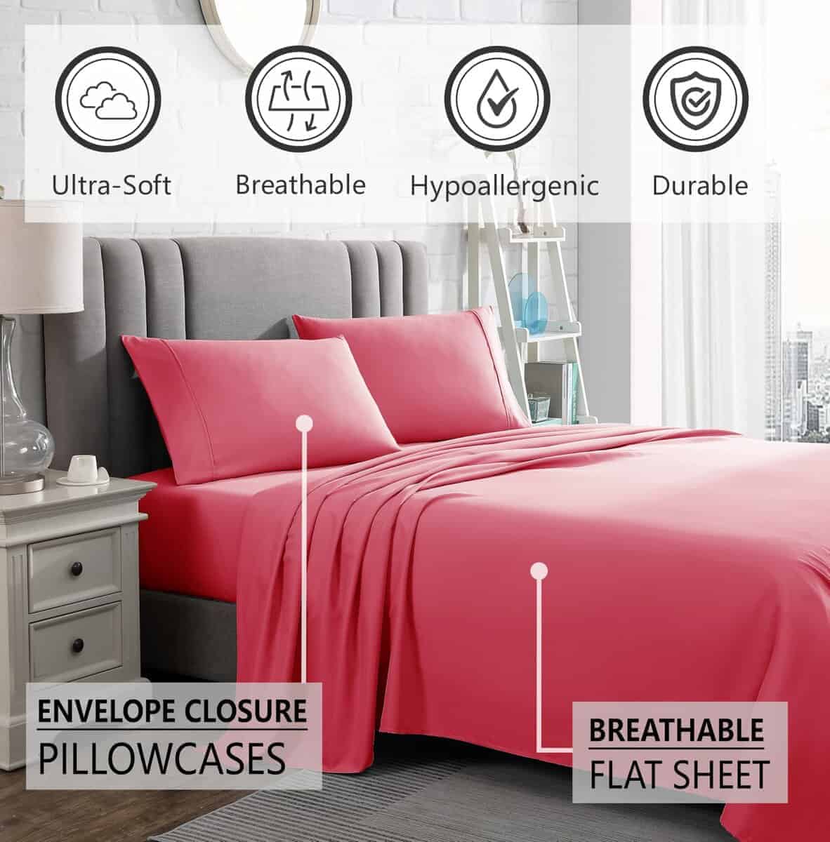 Juego de Sábanas American Home Collection -Rosa - Imagen 6