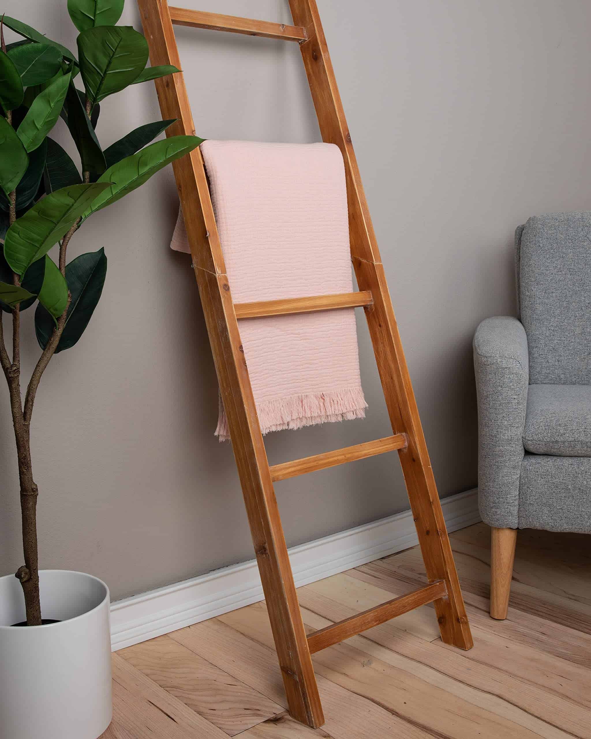 Manta de Muselina Rosa Rubor Suave con Flecos, Mantas de - Imagen 5