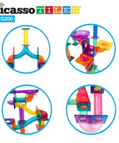 PicassoTiles 200 Piezas Juego de Pista de Canicas