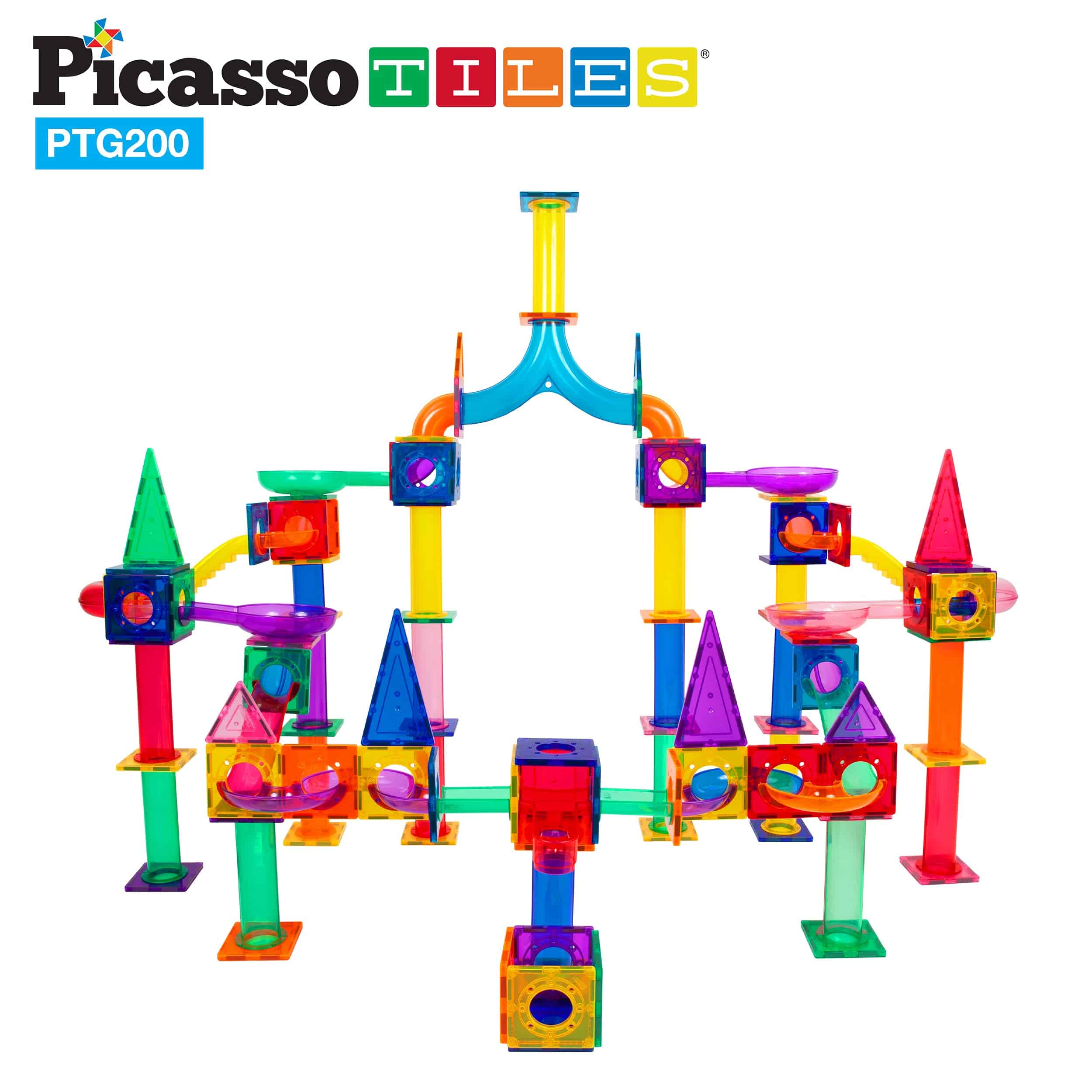 PicassoTiles 200 Piezas Juego de Pista de Canicas - Imagen 7